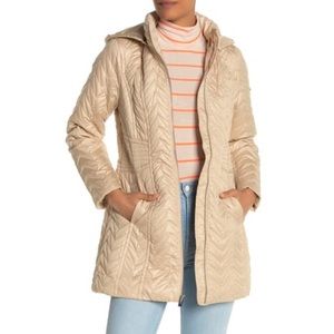 Via Spiga Zigzag Quilted Detachable Hood Jacket Size XL